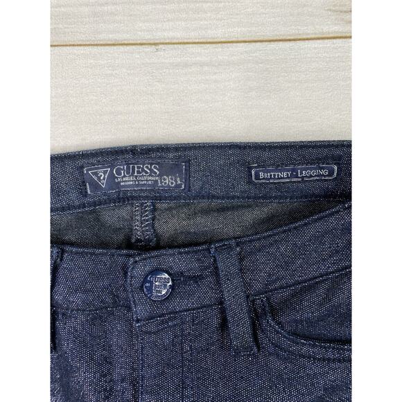 Guess Jeans Brittney Legging Womens 28 Blue Sparkly Stretch Skinny Leg Glitter - Picture 2 of 13